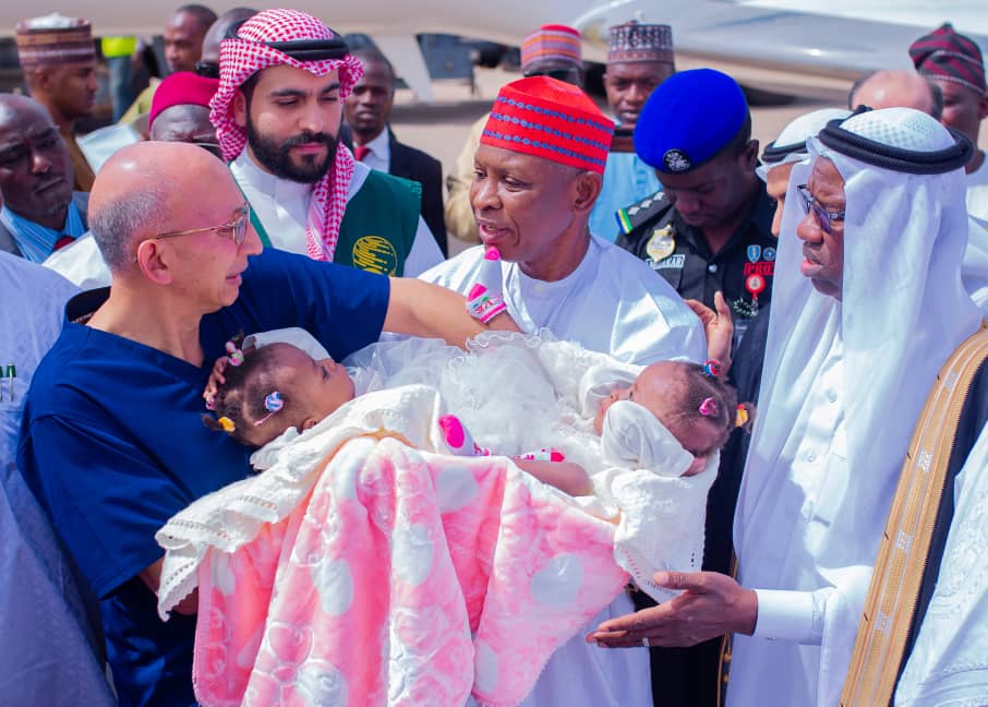Kano: Gov Yusuf Bids Farewell to Conjoined Twins on Surgical Separation Mission to Saudi Arabia